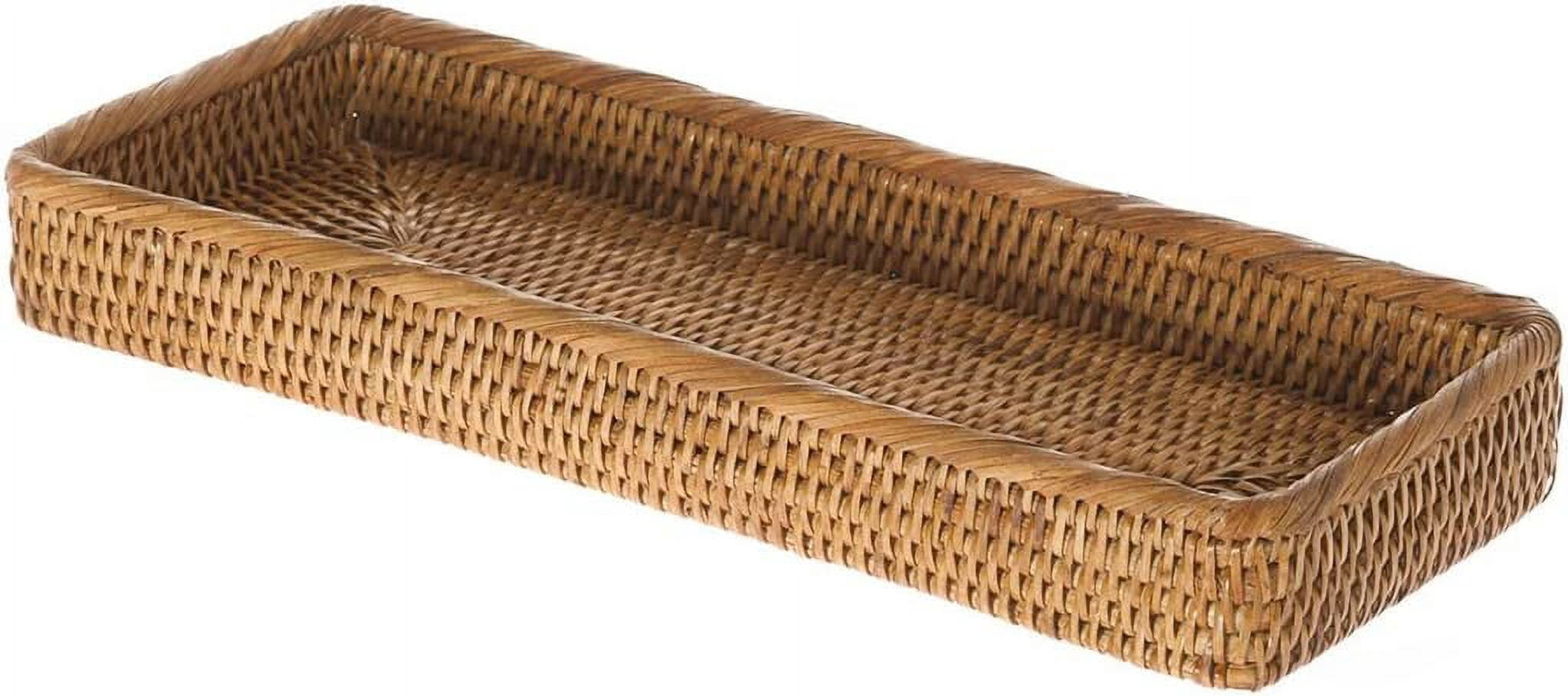 Kouboo La Jolla Extra Large Square Rattan Tray - 29.5" Woven Decorative Serving Tray, Honey-Brown