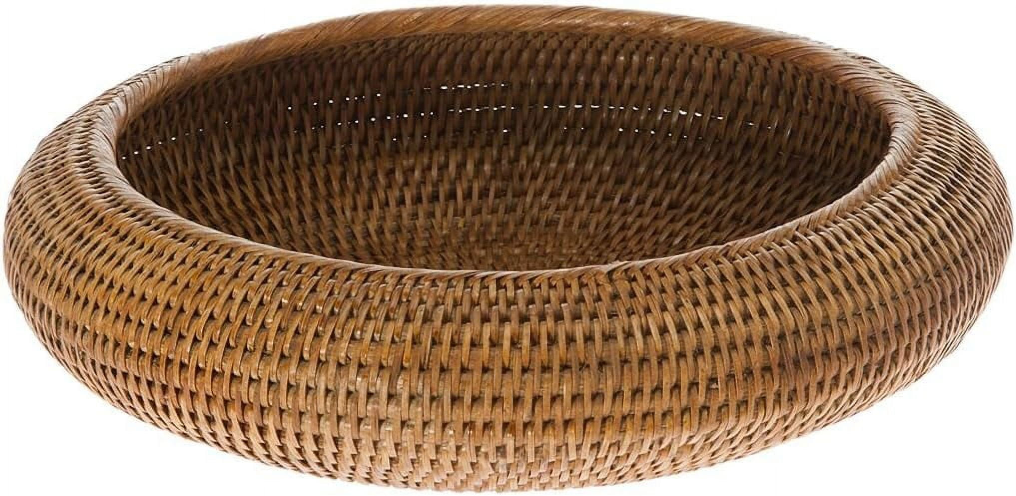 Handmade Honey Brown Rattan Round Fruit Bowl