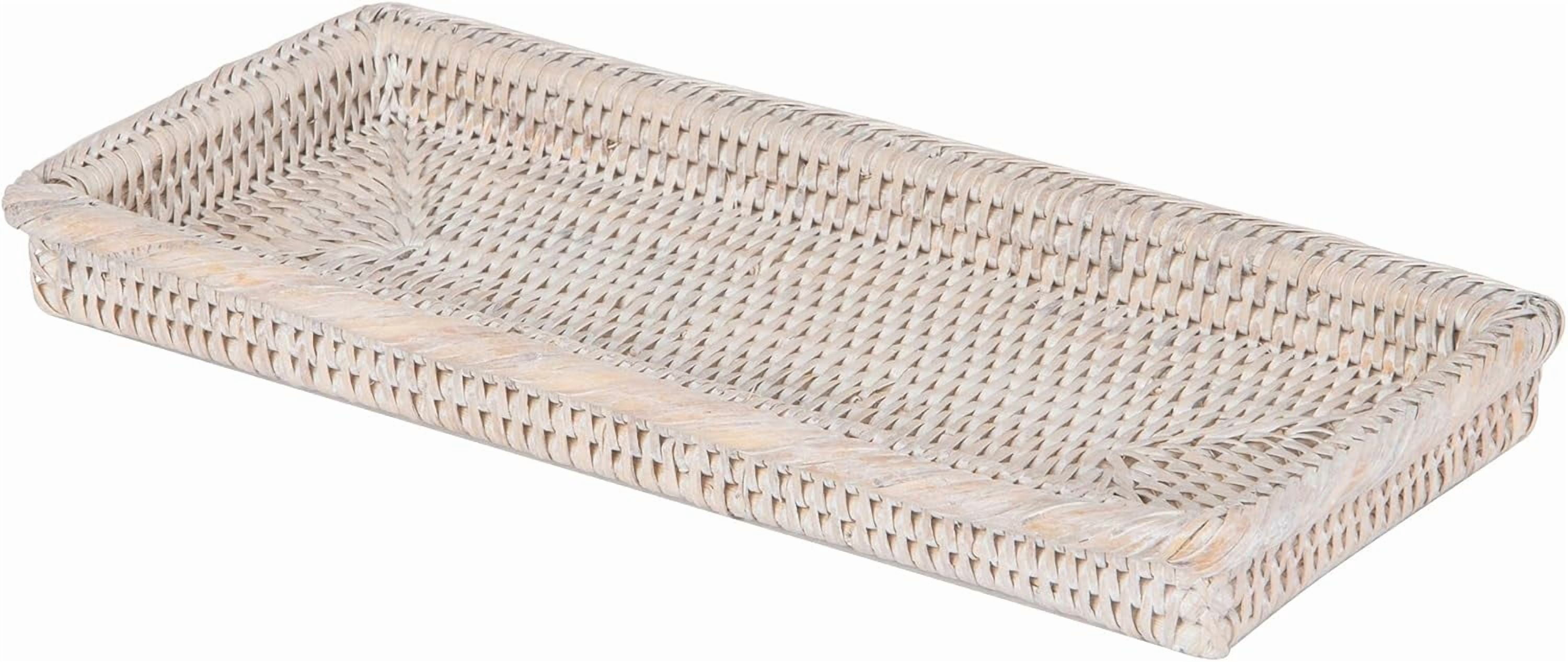 Kouboo Rattan Taschentuchbox-Abdeckung – Handgewebt, Weiß, 14x14x14,6 Cm