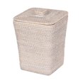 thumbnail image 1 of KOUBOO La Jolla 2 Gallon Handwoven Rattan Wastebasket with Lid, White, 1 of 15