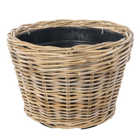 Kouboo Kobo Conical Rattan Plant Planter with Plastic Pot, Liner, Drain Holes, Indoor/Outdoor