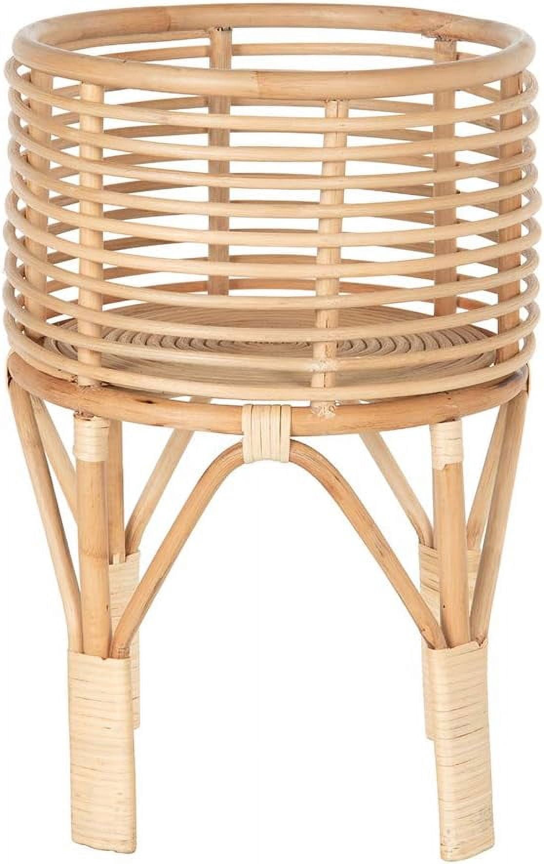 Jarrón Cachepot Rattan De Polietileno Marrón, Tamaño Mediano, 17,5 L