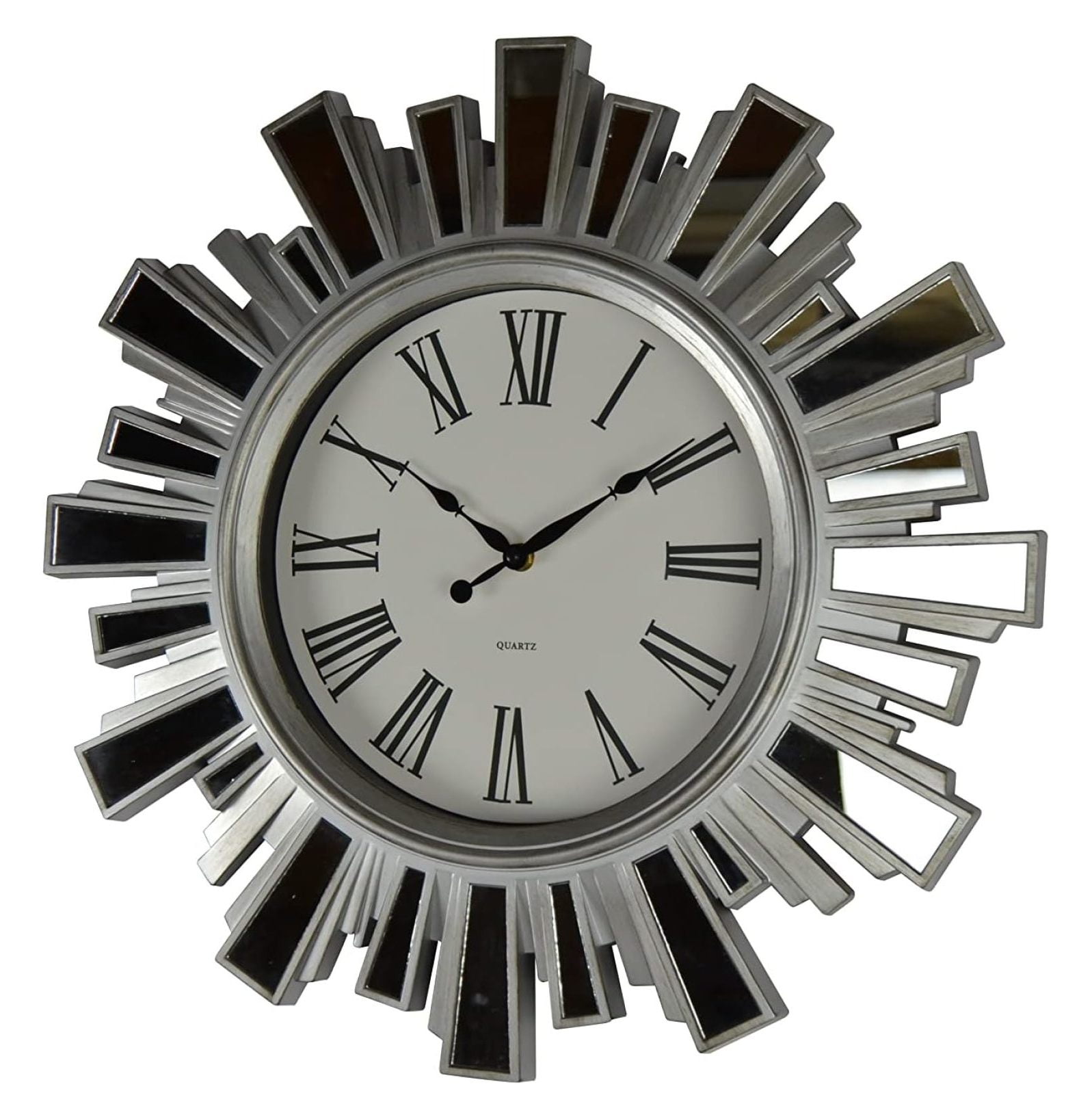 19.5" Silver and Mirror Starburst Wall Clock