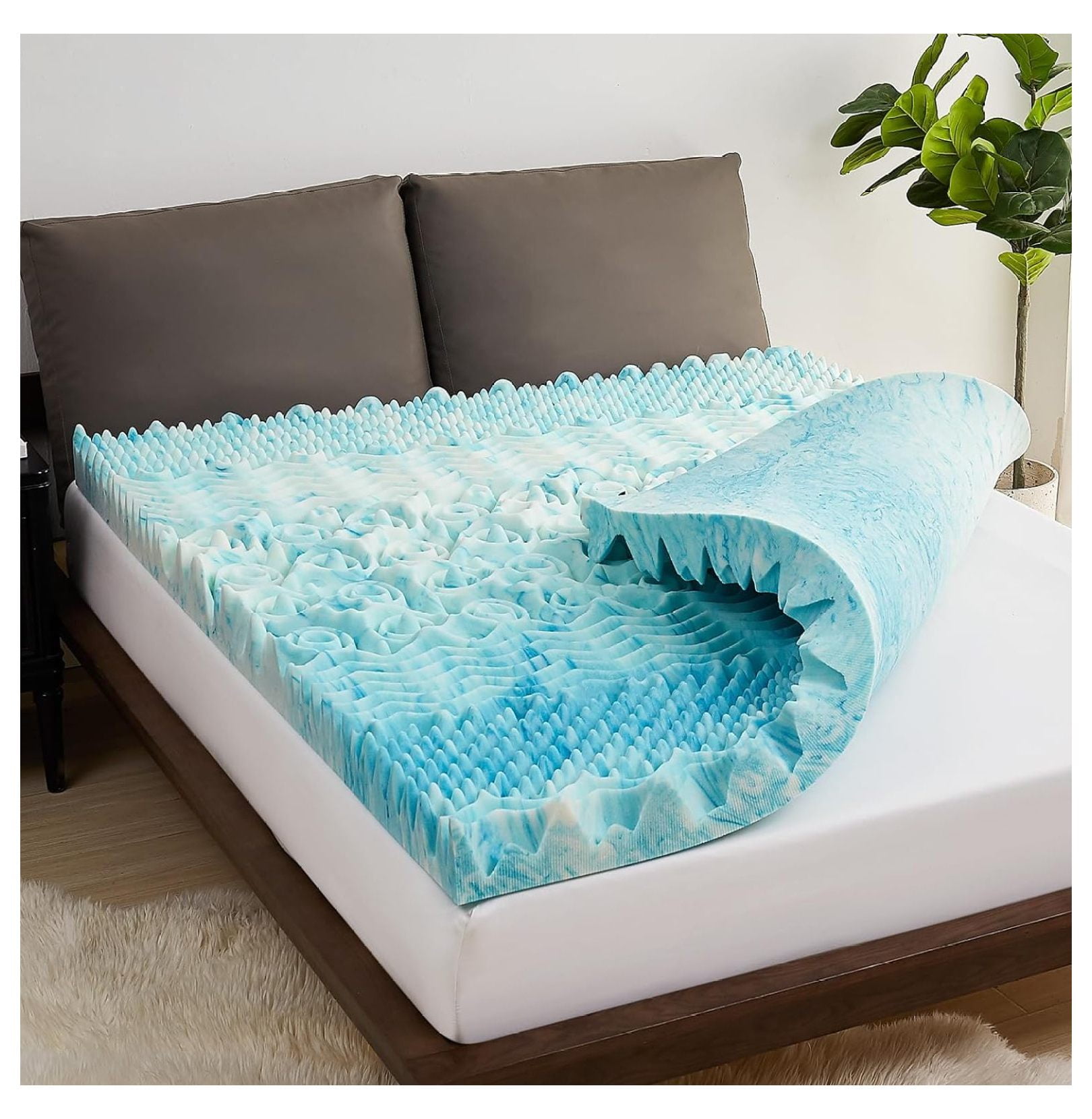 KOUROUU 2 Inch XL Mattress Topper 7Zone Memory Foam Mattress Topper