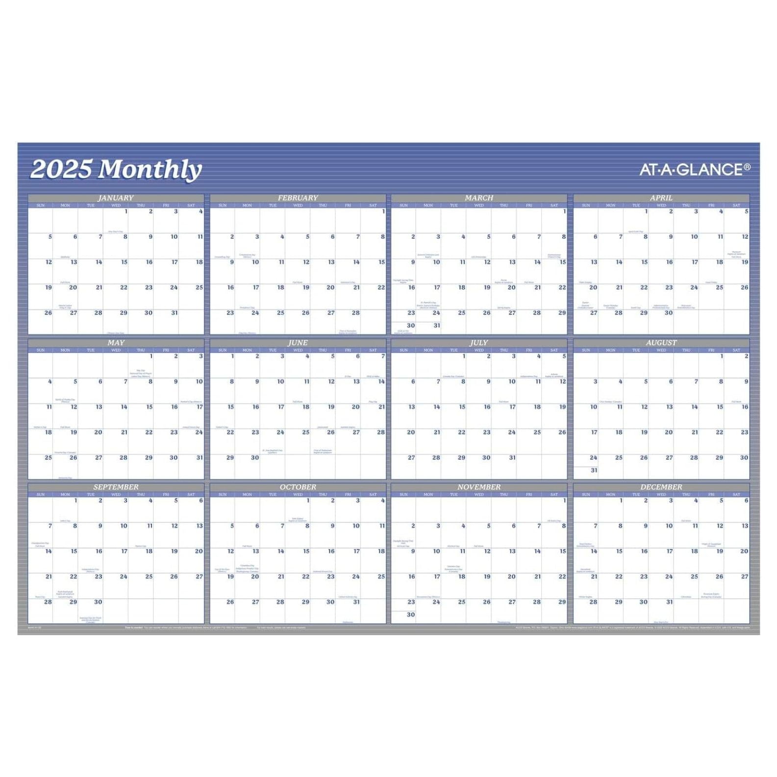 KOUROUU 2025 Erasable Calendar, Dry Erase Wall Planner, 36" x 25