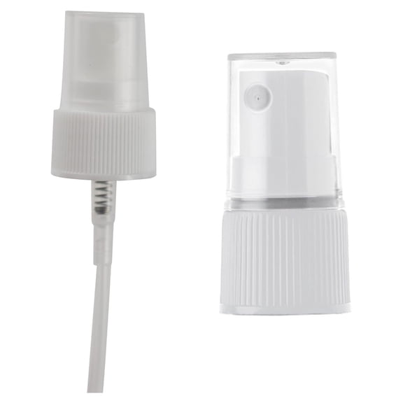 KOUROUU 24-410 Mist Sprayer (Pack of 100) White Neck Size Ribbed Skirt Sprayer - Perfect for Hair, Skincare and Cleaning , Clear Plastic Overcap Included for Safe Product Storage