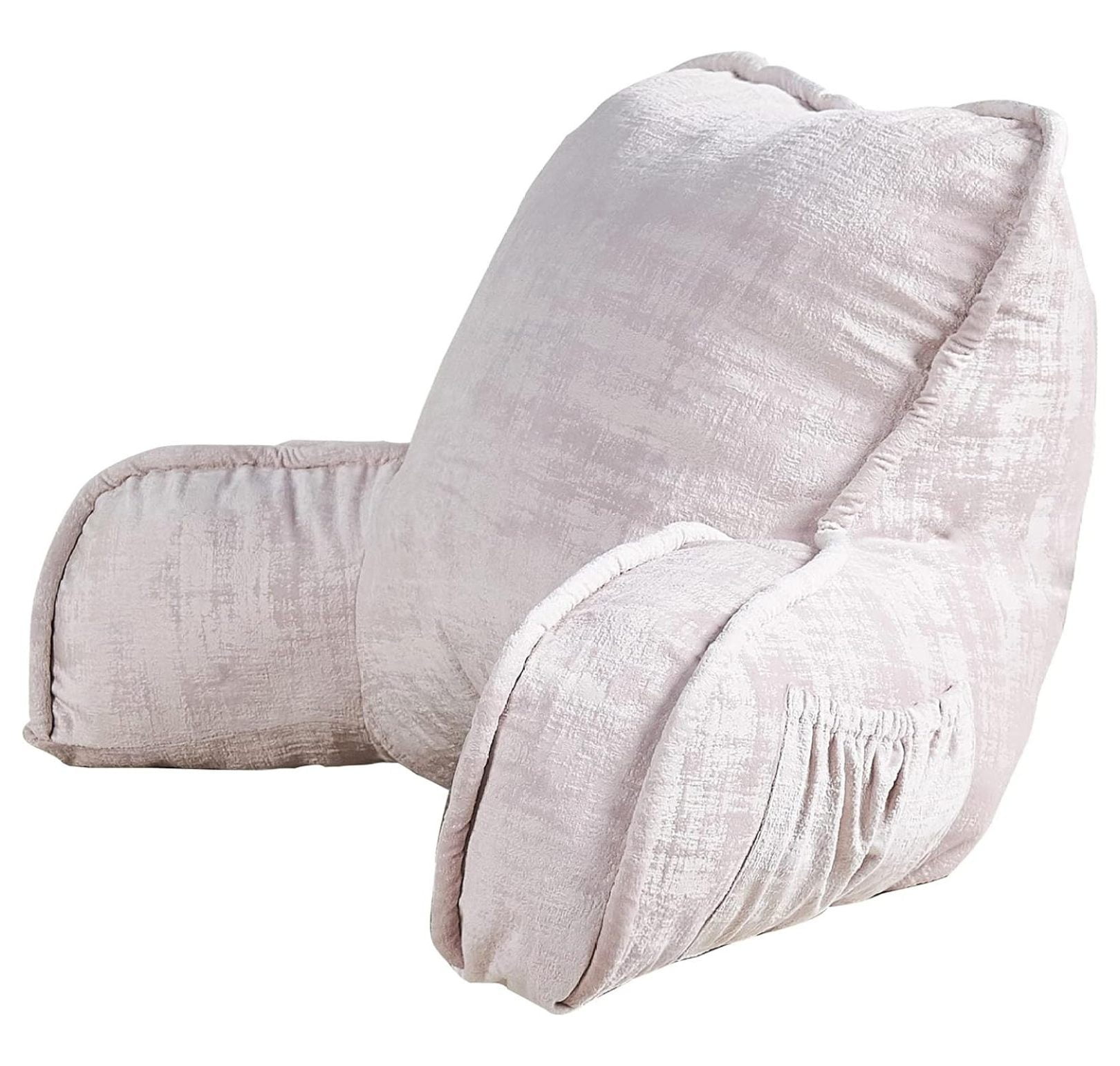 KOUROUU Art Velvet Assembly Needed DIY Backrest Reading Bed Rest Pillow with Arms and Pockets