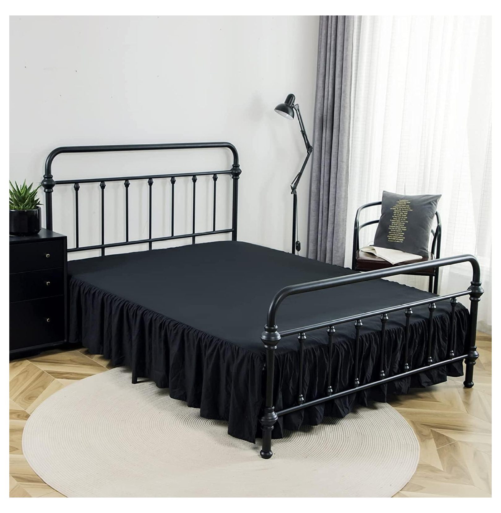 KOUROUU Bed Skirts King Size 14 Inch Ruffled Bed Skirt with Split