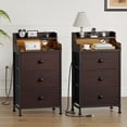 thumbnail image 1 of GUNAITO 3 Drawers Nightstand Set of 2 with Charging Station, Bedside Table with LED Light, Modern End Side Table for Bedroom Living Room，Brown, 1 of 8