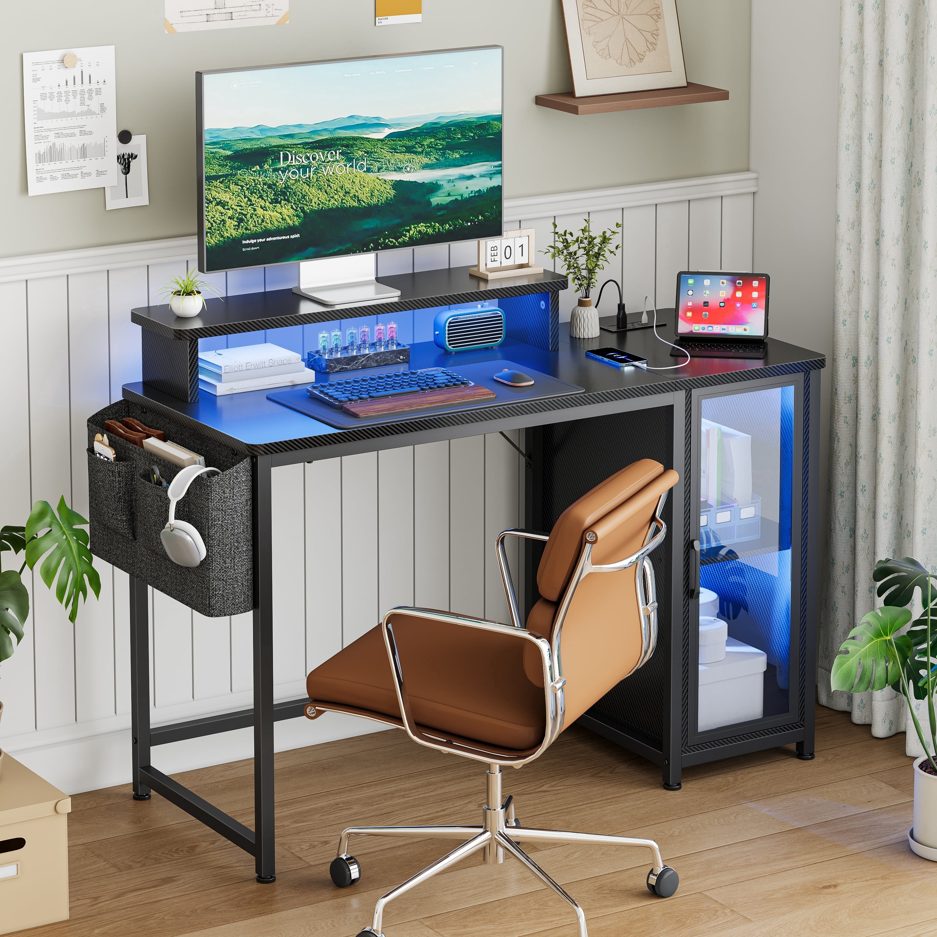 Techni Sport White Stryker Gaming Desk with Headphone Holder and
