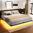thumbnail image 1 of KOUSEI King Size Floating Bed Frame Metal Platform Bed with LED Lights & Charging Station Modern Bed No Box Spring Required，Black, 1 of 9