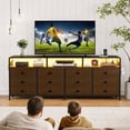thumbnail image 1 of GUNAITO TV Stand for TVs up to 75", Big TV Stand with 12 Fabric Drawers and LED Lights, Entertainment Center with Storage and Shelves for Living Room, Dark Brown, 1 of 14