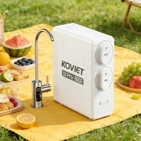 KOVIET 10-Stage Under Sink Reverse Osmosis Water Filtration System, 800 GPD High Capacity, Smart Display Faucet, Two Water Outlet Modes