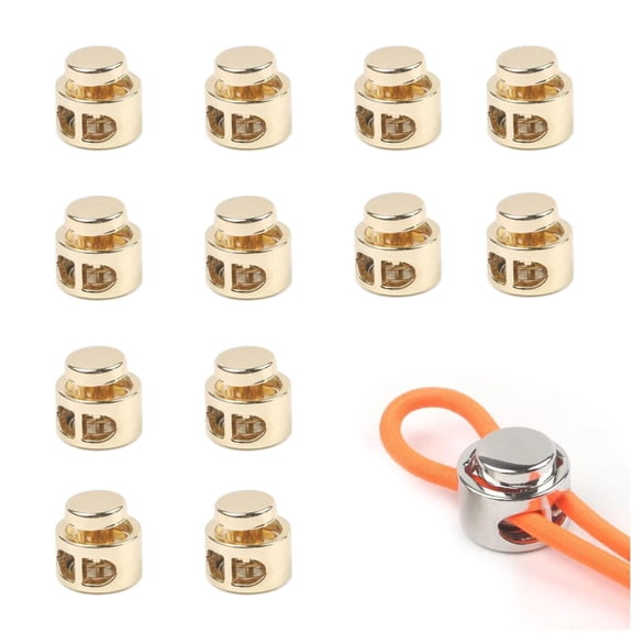 KOVOLALA 12-Pack Golden ABS Cord Locks, Spring-Loaded Sliding Fasteners for Drawstring Bags, Apparel, Backpacks & Paracord Shoelaces Professional Cord End Fixing Hardware