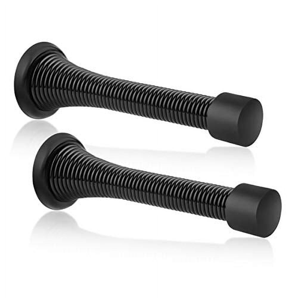 KOVOSCH 2 Pack Spring Door Stops Black 31/4" Flexible Spring Door