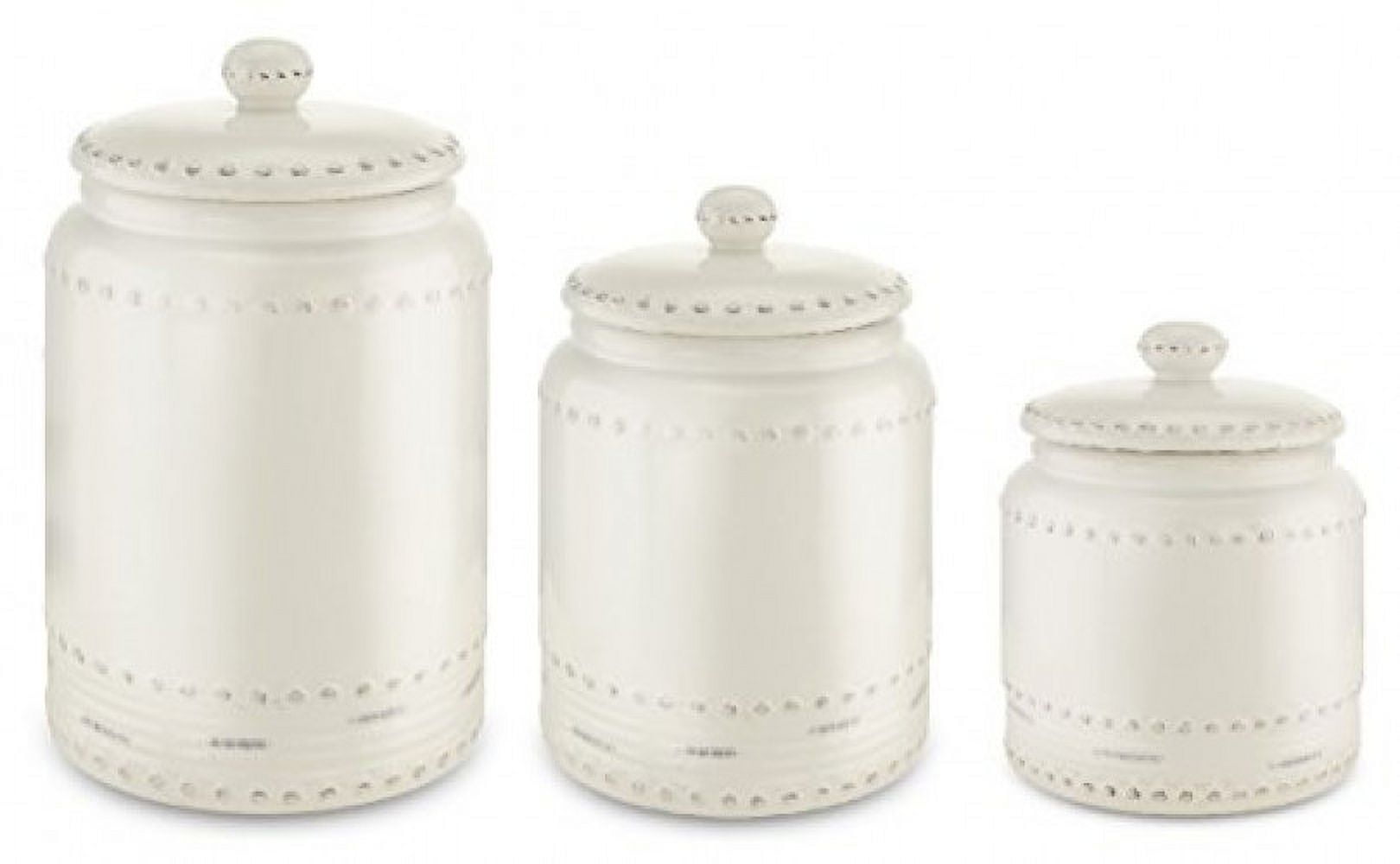 KOVOT 3 Piece Ceramic Canister Set With Air-Sealed Lids - Ivory