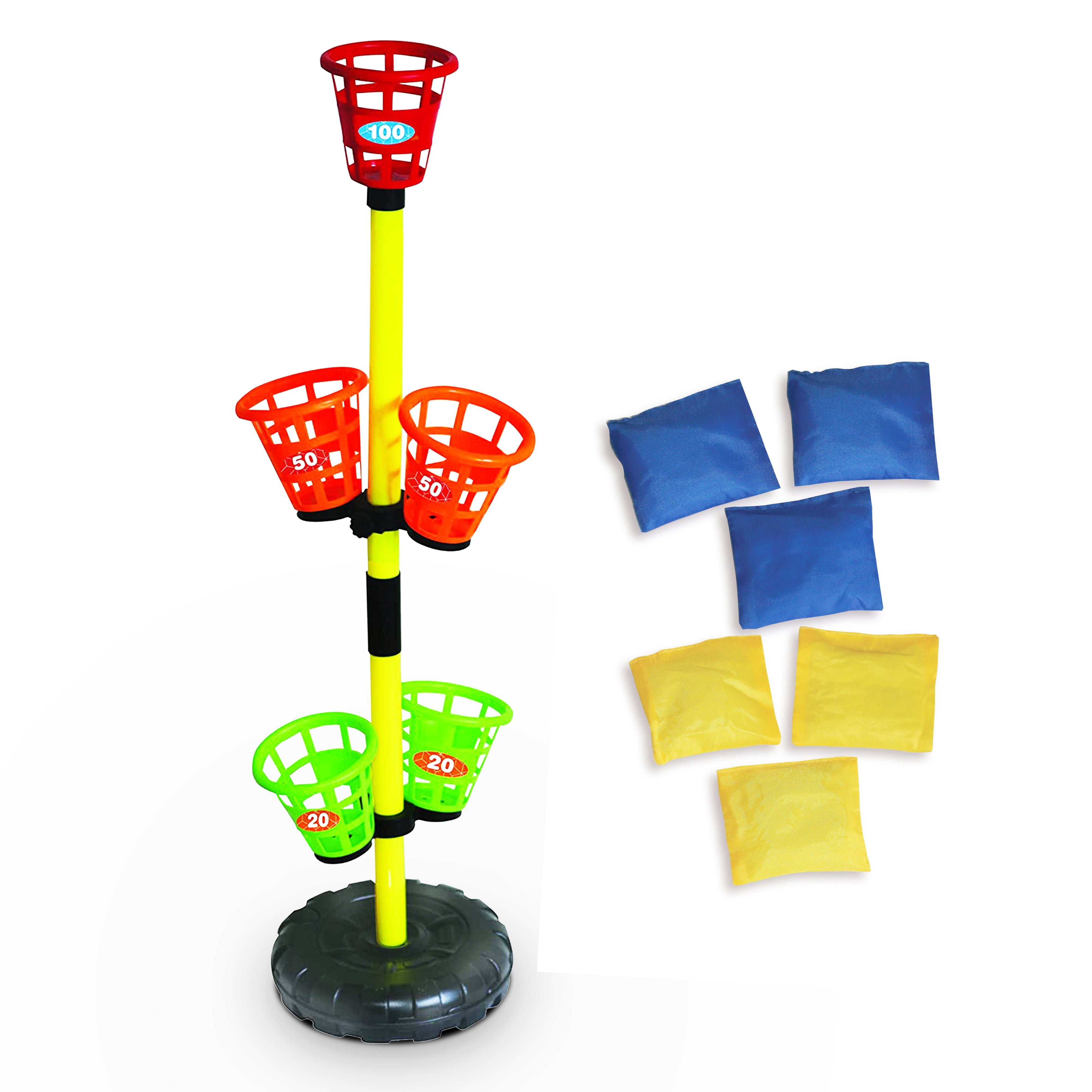 KOVOT Basket Tower Toss Bean Bag Buckets Toss Game for Adults and Kids Throw Bean Bags into Bucket to Score Points Indoor and Outdoor Game
