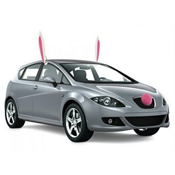 KOVOT Easter Bunny Car Costume with 2 Bunny Ears and 1 Bunny Nose, 16" Ears, 5" Nose, Count 3