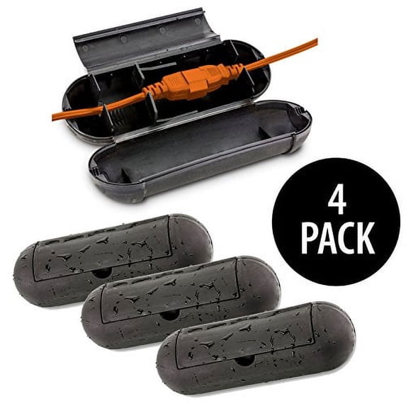 KOVOT Extension Cord Safety Cover Protectors 4 Pack, Black: Great Protection Against Rain & Snow (4)