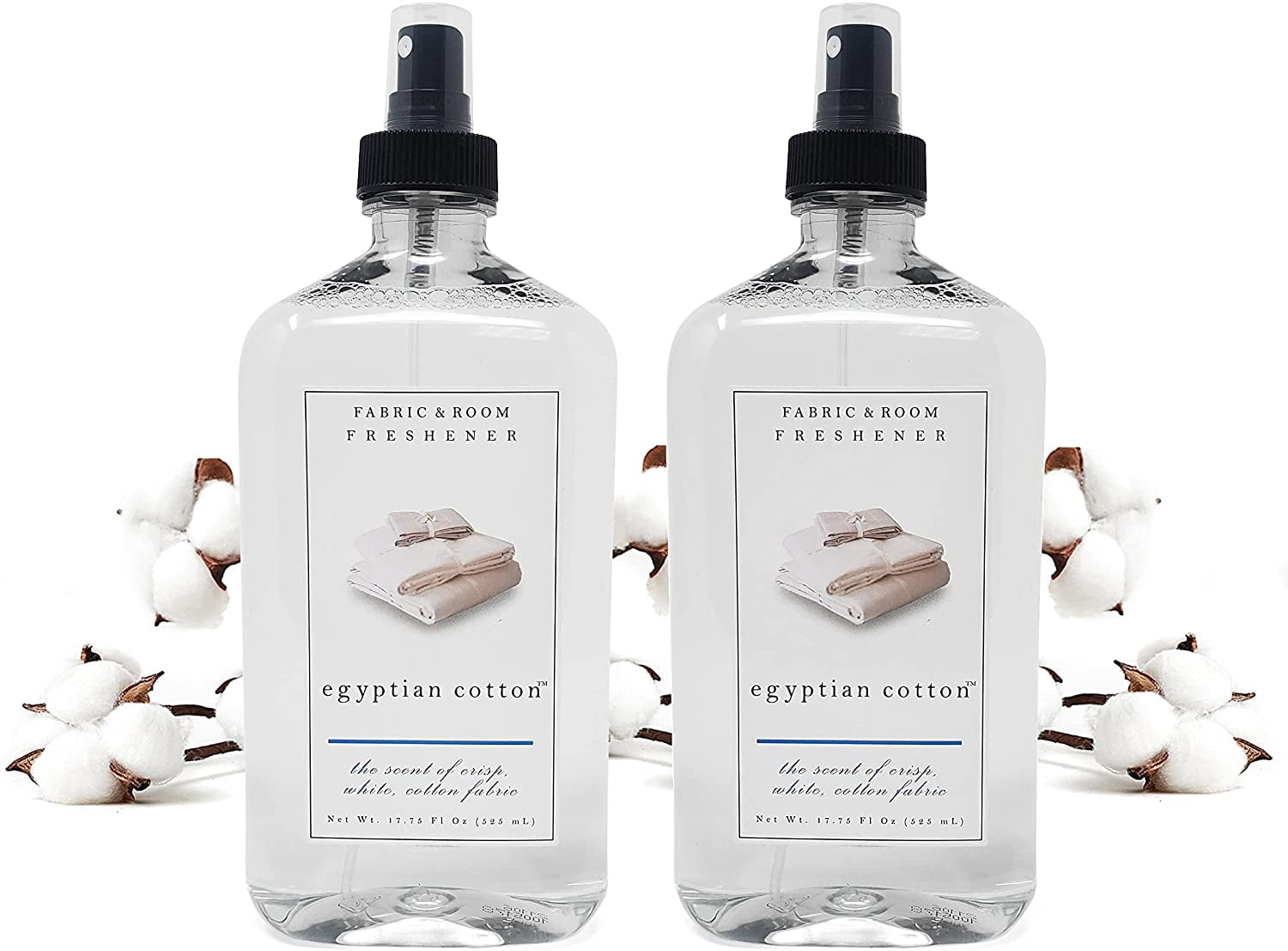 KOVOT Fabric & Room Spray Air Freshener -All Natural Calming Linen & Bedtime Mist -Made with Essential Oils, Natural Fabric Spray Bed Linen Spray - Egyptian Cotton - 17.75 Fl Oz (Pack of 2)