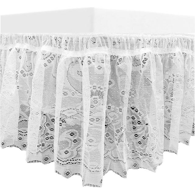 KOVOT Lace Bedskirt King/Queen Floral Elastic White Bed Skirt