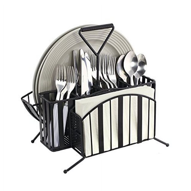 KOVOT Metal Picnic Serveware Caddy 12" x 7 1/2" x 11 3/4" Wrought