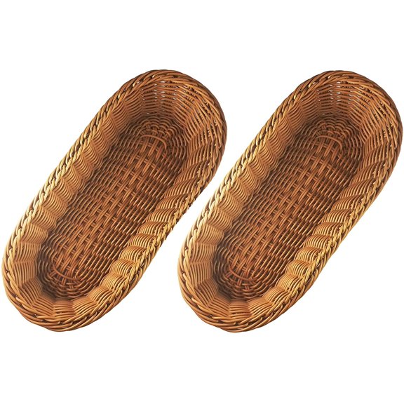 KOVOT Poly-Wicker Bread Basket - 14.5" Woven Polypropylene (2)