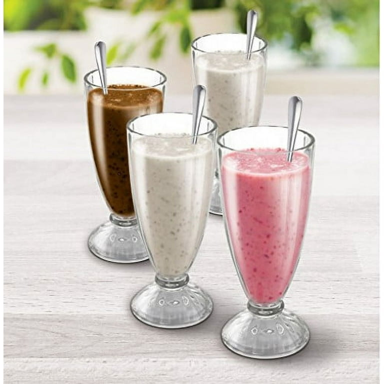 Ovente Old-Fashioned Milkshake Glasses, Durable & BPA-Free Clear Cups  Perfect for Root Beer Float, Strawberry Shake, Sherbet, Soda, Sundae, and  Ice