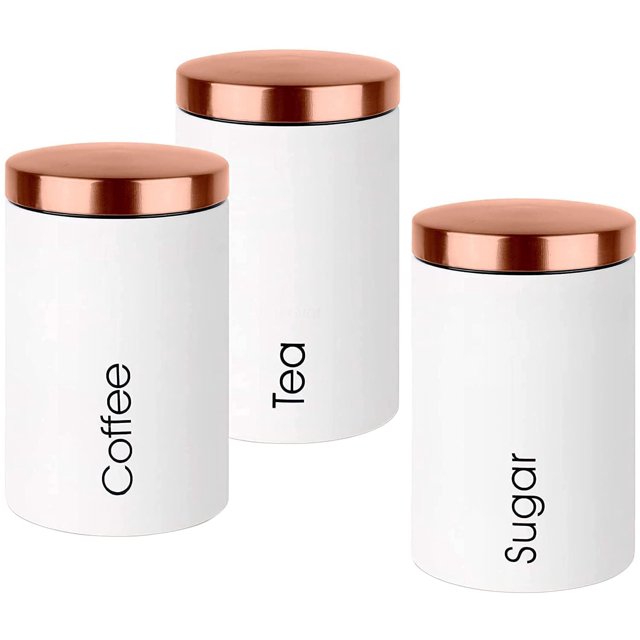 KOVOT Tea Coffee Sugar Canisters Tea Coffee Sugar Set (3) Tea and