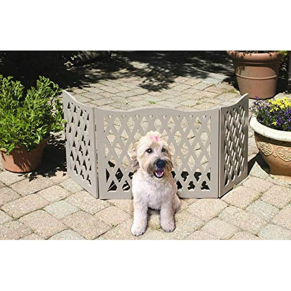 KOVOT Wood Freestanding Foldable Adjustable 3-Section Pet Gate Great for Midsize Dogs | Measures 19"H & Extends to 47"L
