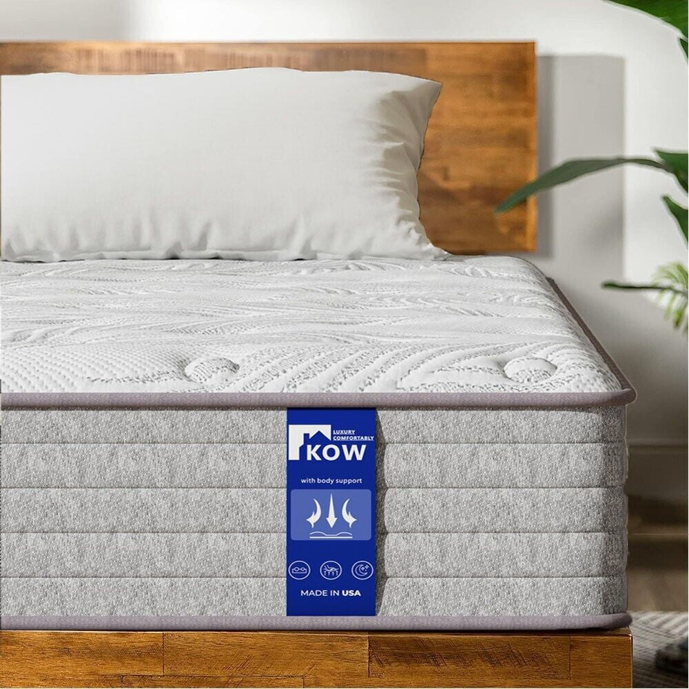 KOW® 12 inch King Size Gel Memory Foam Mattress in a box,Medium Firm,Pressure Relief,5 Zones Support,Egde Support