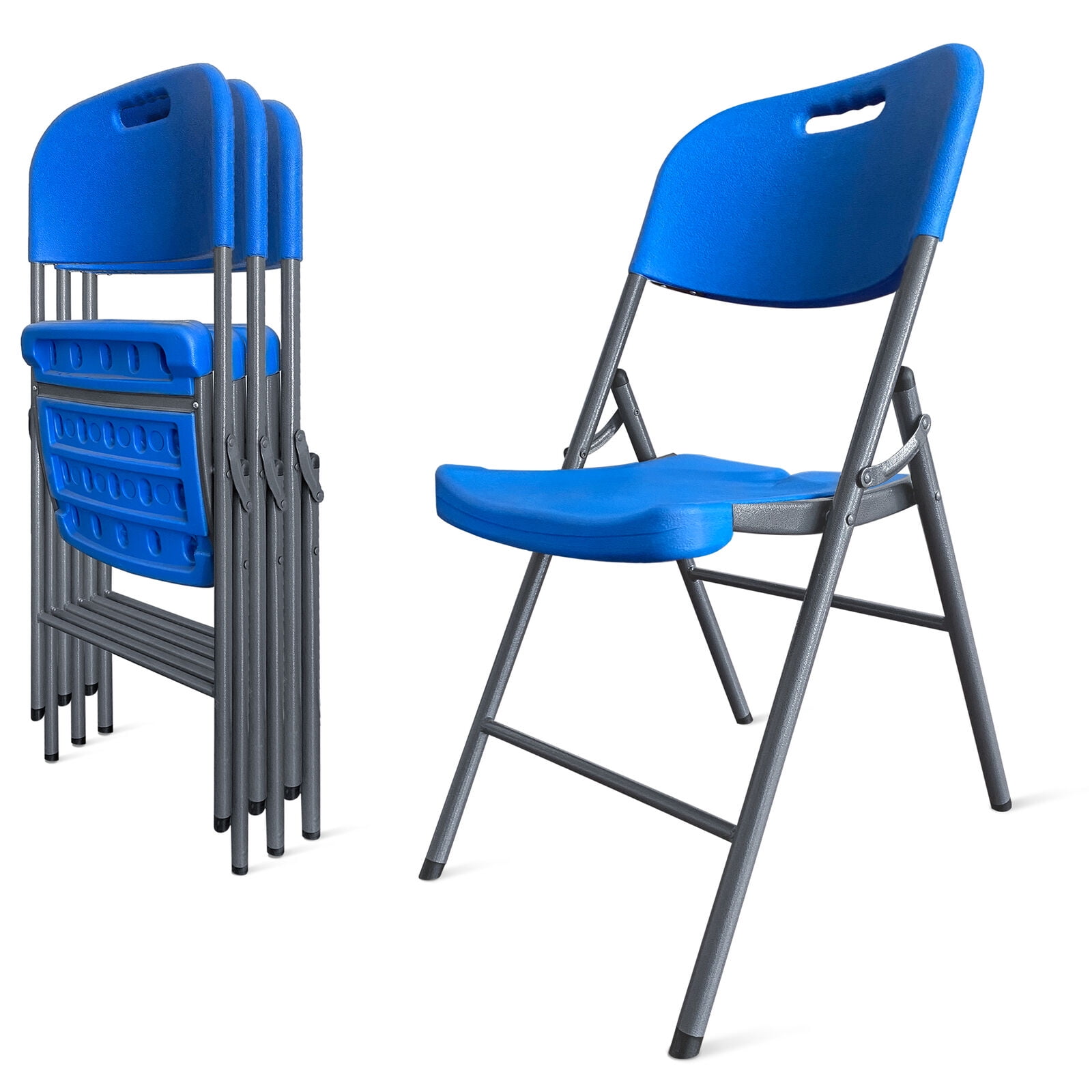 KOW 4 Pack Plastic Folding Chairs Stackable Patio Garden Wedding Party