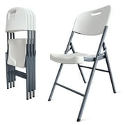 KOW Folding Chairs 4 Pack,Commercial Plastic Folding Chairs 34"H Stackable Seat 450LB Capacity Adult