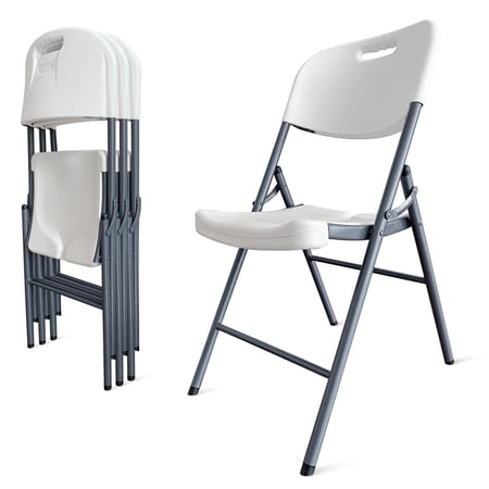 KOW Folding Chairs 4 Pack,Commercial Plastic Folding Chairs 34"H Stackable Seat 750LB Capacity Adult