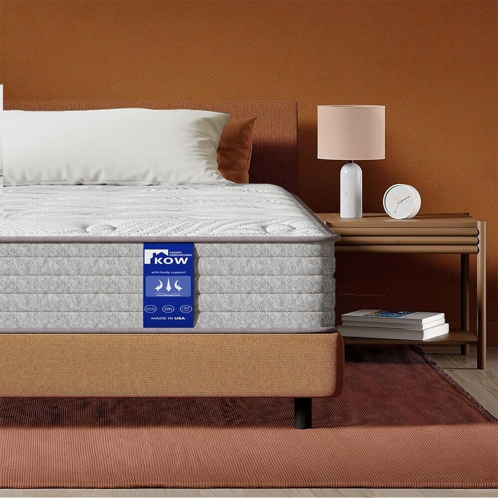 KOW Hybrid Mattress 12" Twin Size Gel Memory Foam Mattress in a Box Medium Pressure Relief Adult