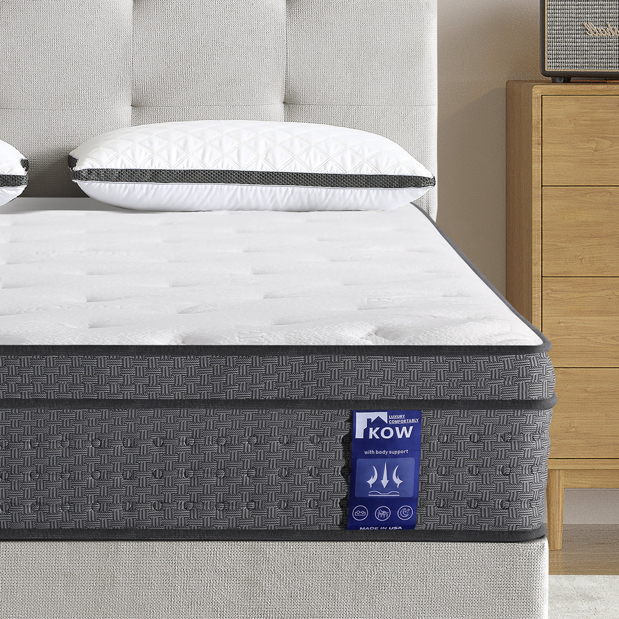 KOW Mattress 12 inch Full Size, Gel Memory Foam Hybrid Mattress in a