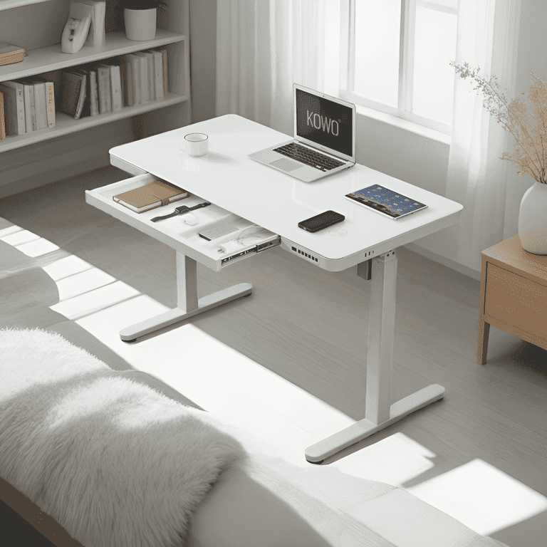 KOWO K302 Adult Tempered Glass Electric Height Adjustable Standing