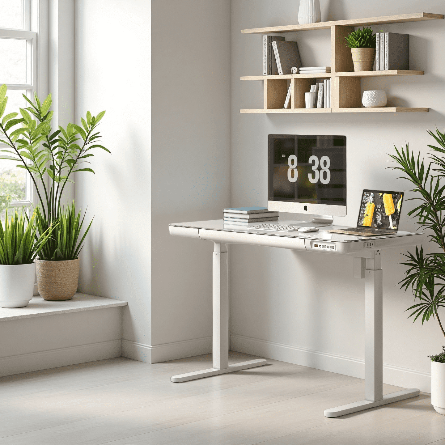 KOWO K302 Adult Tempered Glass Electric Height Adjustable Standing