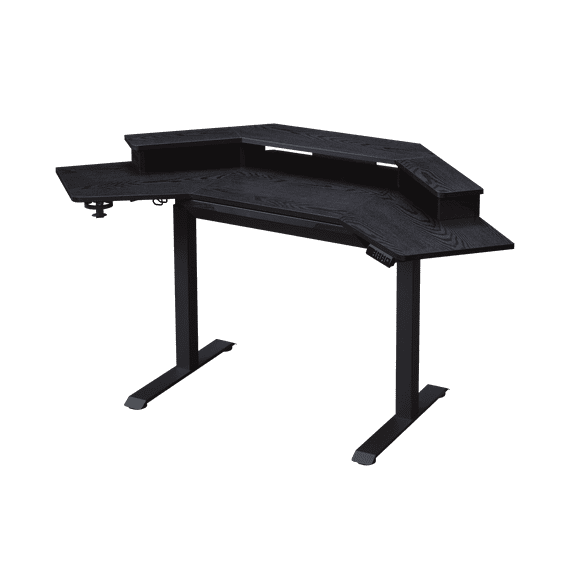 KOWO K314 Corner Electric Height Adjustable Standing Desk with Hutch and Drawer, Black