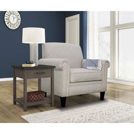 KOWO Upholstered Rolled Arm Accent Armchair gray