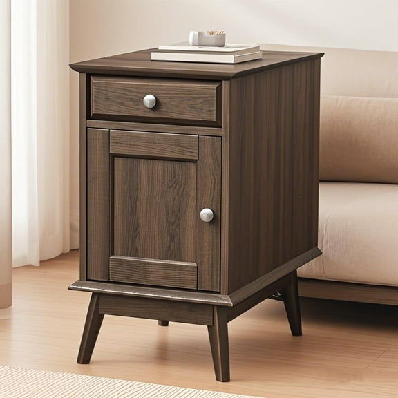 KOWO Scandinavian Rectangle Indoor Scandinavian Portable Wood and Laminated Oak End Table, Brown (Set of 1)