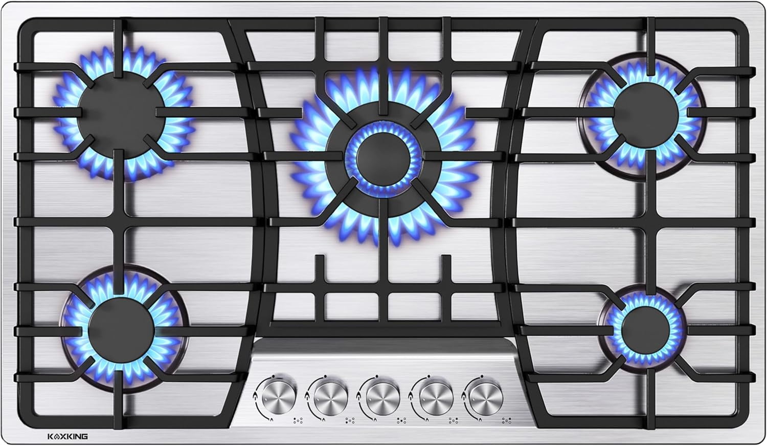 KOXKING 36 inch gas cooktop, Built-in Gas Stove Top with 5, Five Burner Propane Cooktop with Thermocouple Protection, Stainless Steel