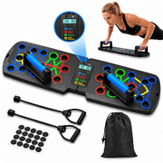 KOYMISKU Push Up Board with Resistance Bands, Foldable Pushup Board with LCD Counter, 26 Positions & Push Up Handles for Home Workout