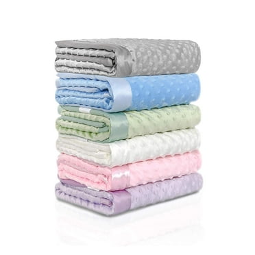 KOYOU BABY - Soft Plush Mink Baby Blanket with Dotted Backing and Silky Trim (30 X 35)