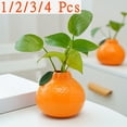 thumbnail image 1 of KOYPTL 1/2/3/4 Pcs Orange Design Flower Vase for Hydroponics Cute Creative Decorative Plastic Plant Vase Simulation Fruit Flower Pot Crafts for Home Kitchen Office Spring Decor Gifts for Women, 1 of 7