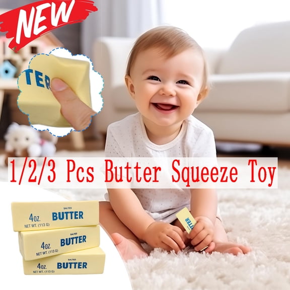 KOYPTL 1/2/3 Pcs Squeeze Butter Toy Slow Rising Squishing Butter Stick Realistic Food Squishies Fidget Toys for Office Decompression Anxiety Relaxation Birthday Party Favor Gifts for ADHD