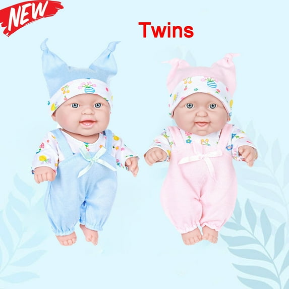 KOYPTL 10 Inch Realistic Twins Reborn Baby Dolls with Soft Body Newborn Baby Doll Playset Accessories Includes 2 Dolls and Colthes,Holiday Birthday Gifts for Kids Boys Girls 2 3 4 5+ Years Old