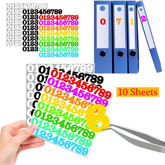 KOYPTL 10 Pack 1 Inch Number Stickers for Inventory and Classification Waterproof Label Number Stickers for Organizing Self Adhesive & Waterproof - Multicolor
