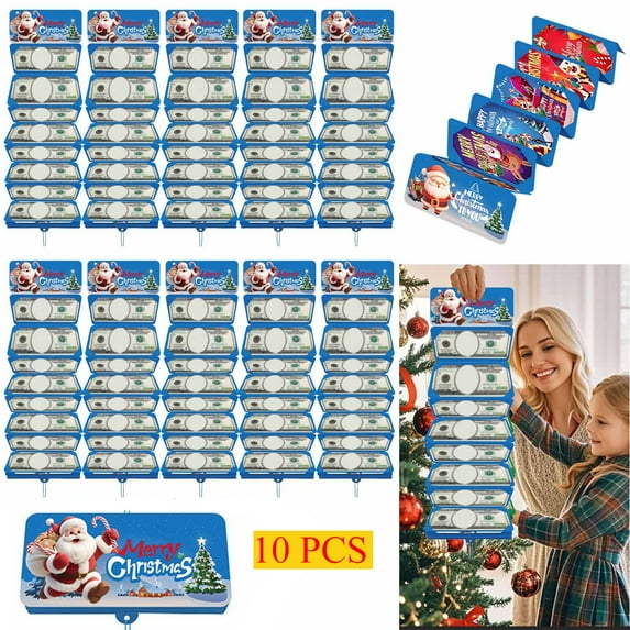 KOYPTL 10 Pack 2026 New Christmas Red Envelope with 10 Slots for Cash,Christmas Money Cards Holder Surprise Christmas Gifts Money Envelopes for Santa Cash Supplies Gift Card Xmas Card Boxes set
