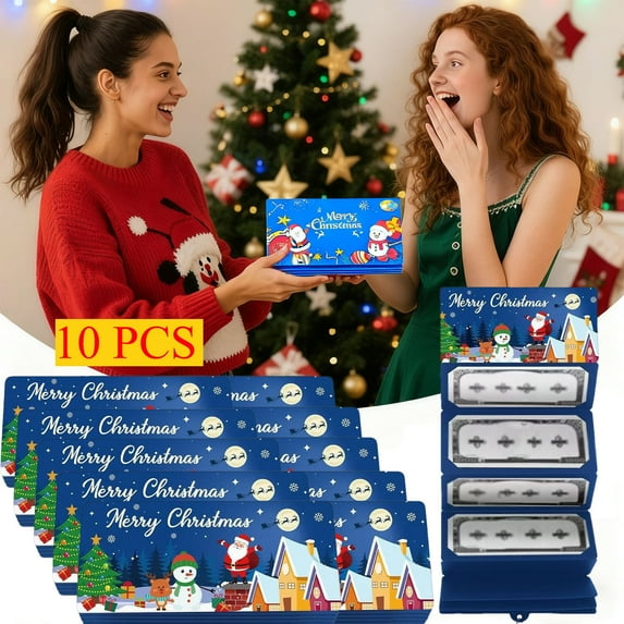 KOYPTL 10 Pack 2026 New Christmas Red Envelope with 10 Slots for Cash,Christmas Money Cards Holder Surprise Christmas Gifts Money Envelopes for Santa Cash Supplies Gift Card Xmas Card Boxes set